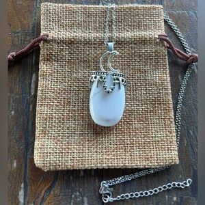 Howlite Necklace Celestial Howlite Moon Necklace with Stainless Steel Chain